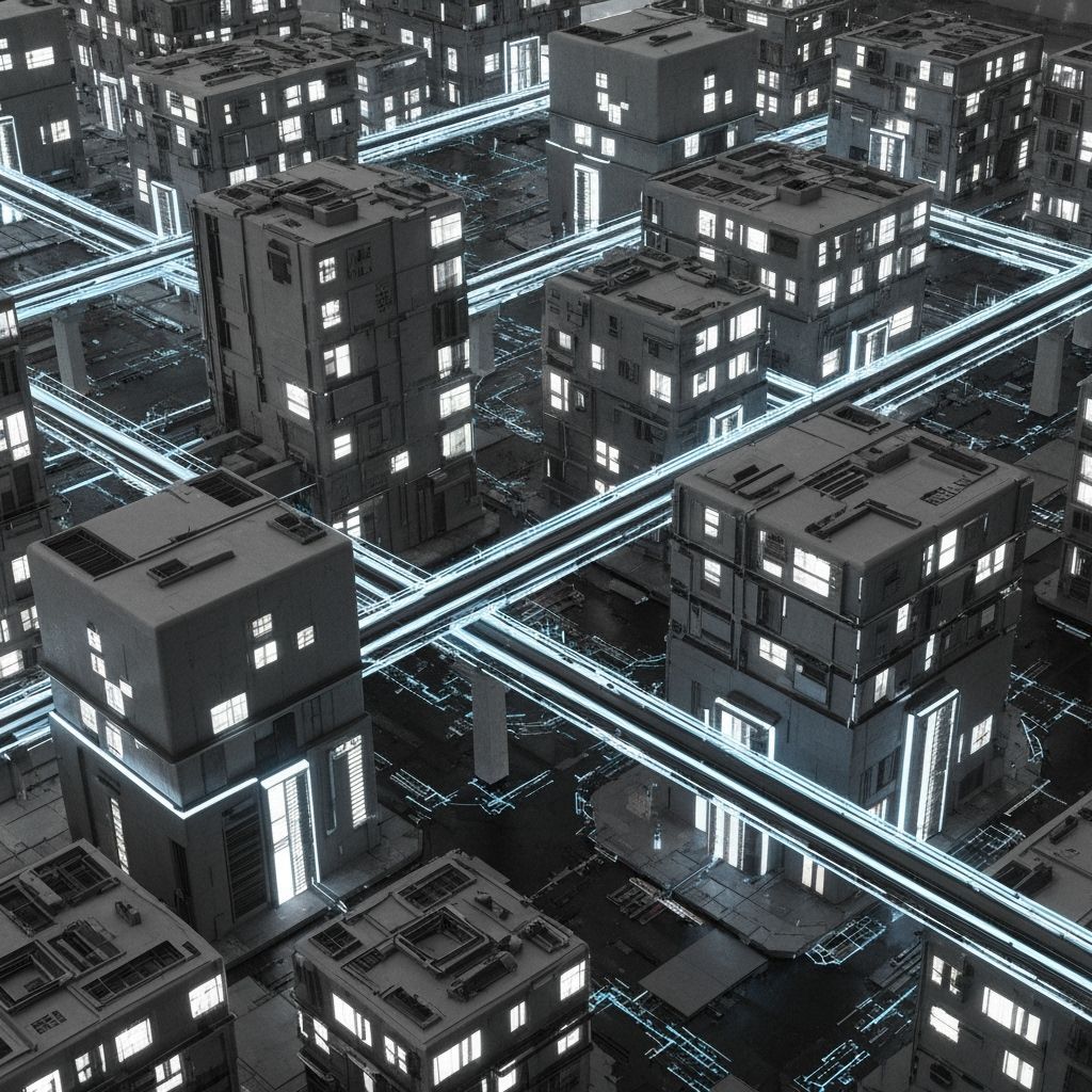 Futuristic Modular Cityscape with Neon Accents
