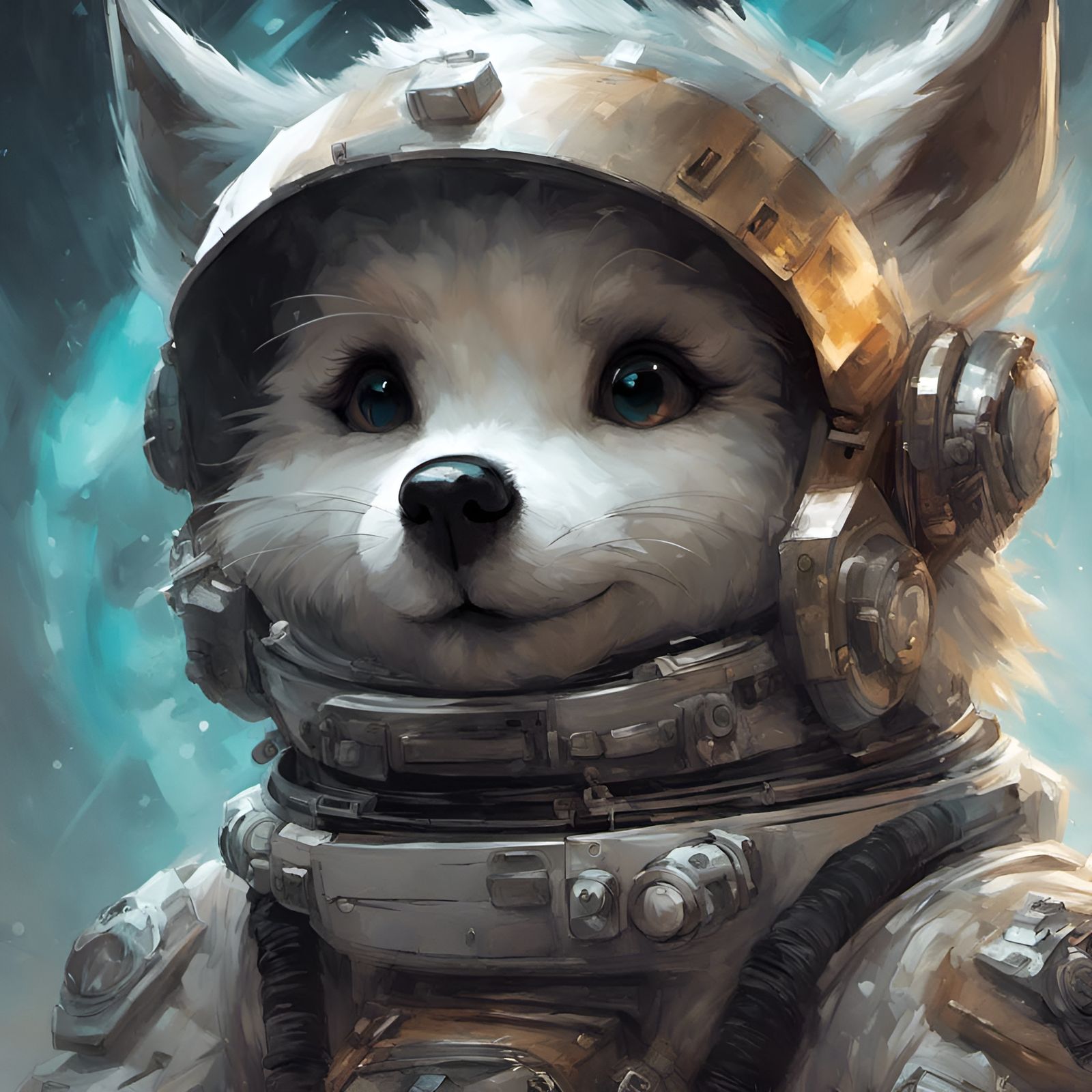 Chibi Wolf Astronaut with Intricate Fur Details