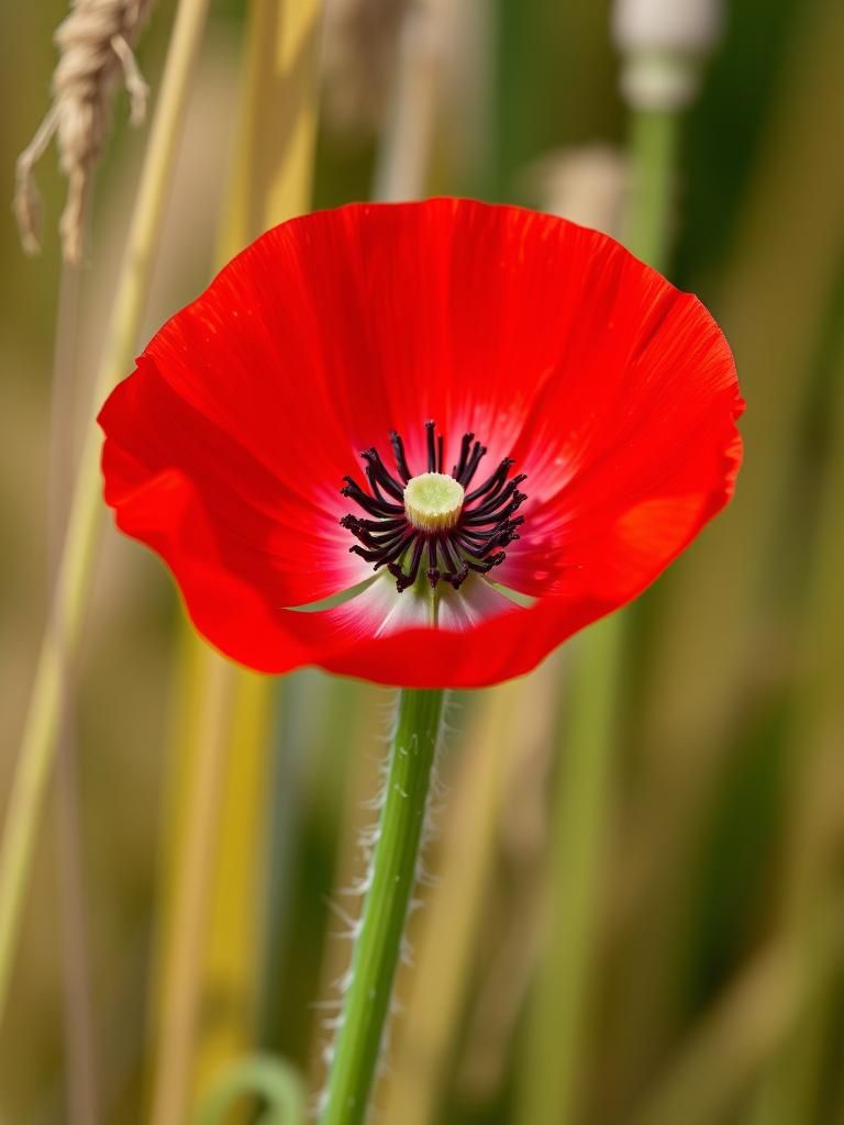 Close-up of a Vibrant Red Poppy Flower