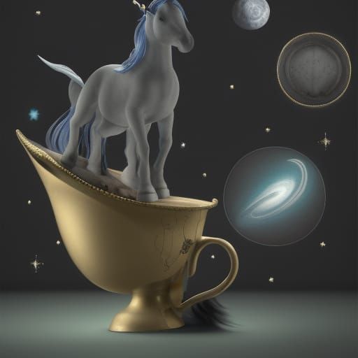 Cute Unicorn in Teacup: 3D Stumpwork Style
