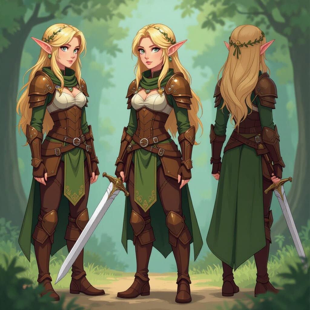 Blond Elf Woman Idle Animation in Pixel Art