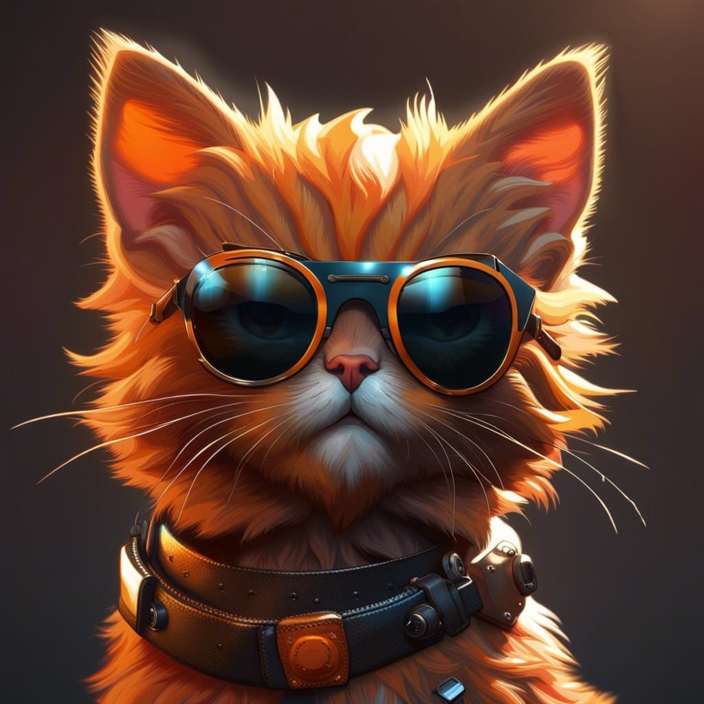 Cool Kitten in Sunglasses: Digital Concept Art