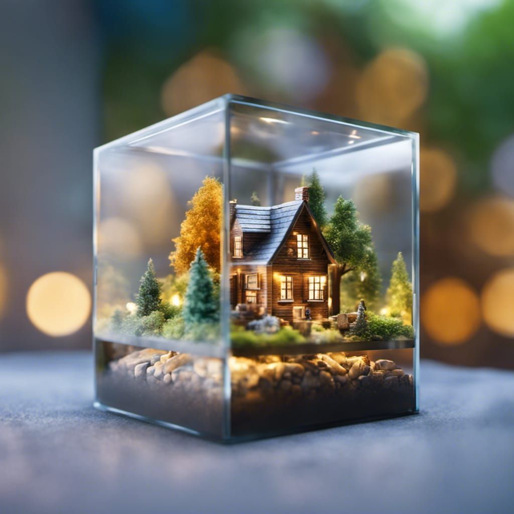 Miniature Village Inside Glass Box, 8k Concept Art