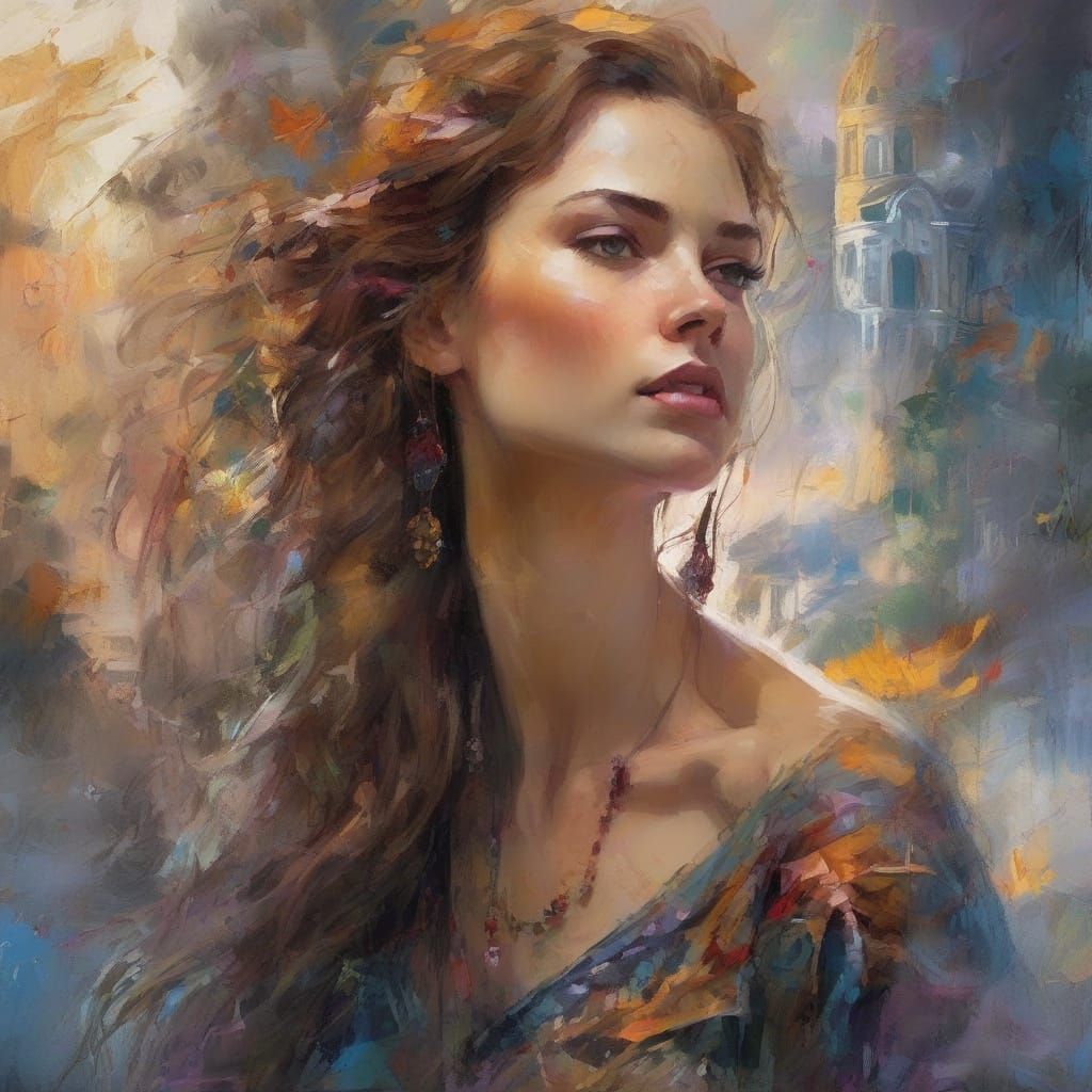 Ethereal Double Exposure Portrait in Gothic Fantasy Style