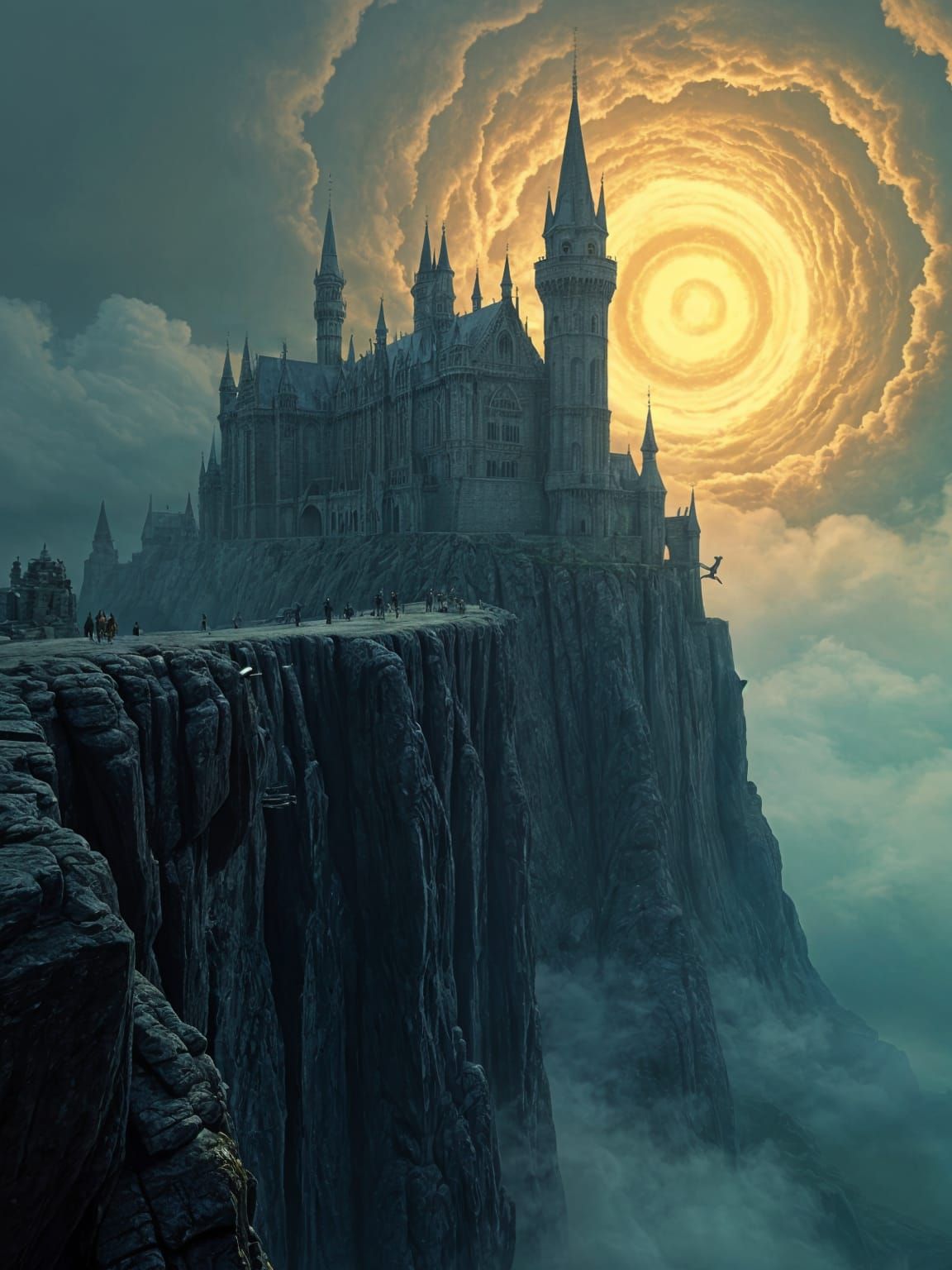 Epic Gothic Castle on Cliff: Digital Matte Painting