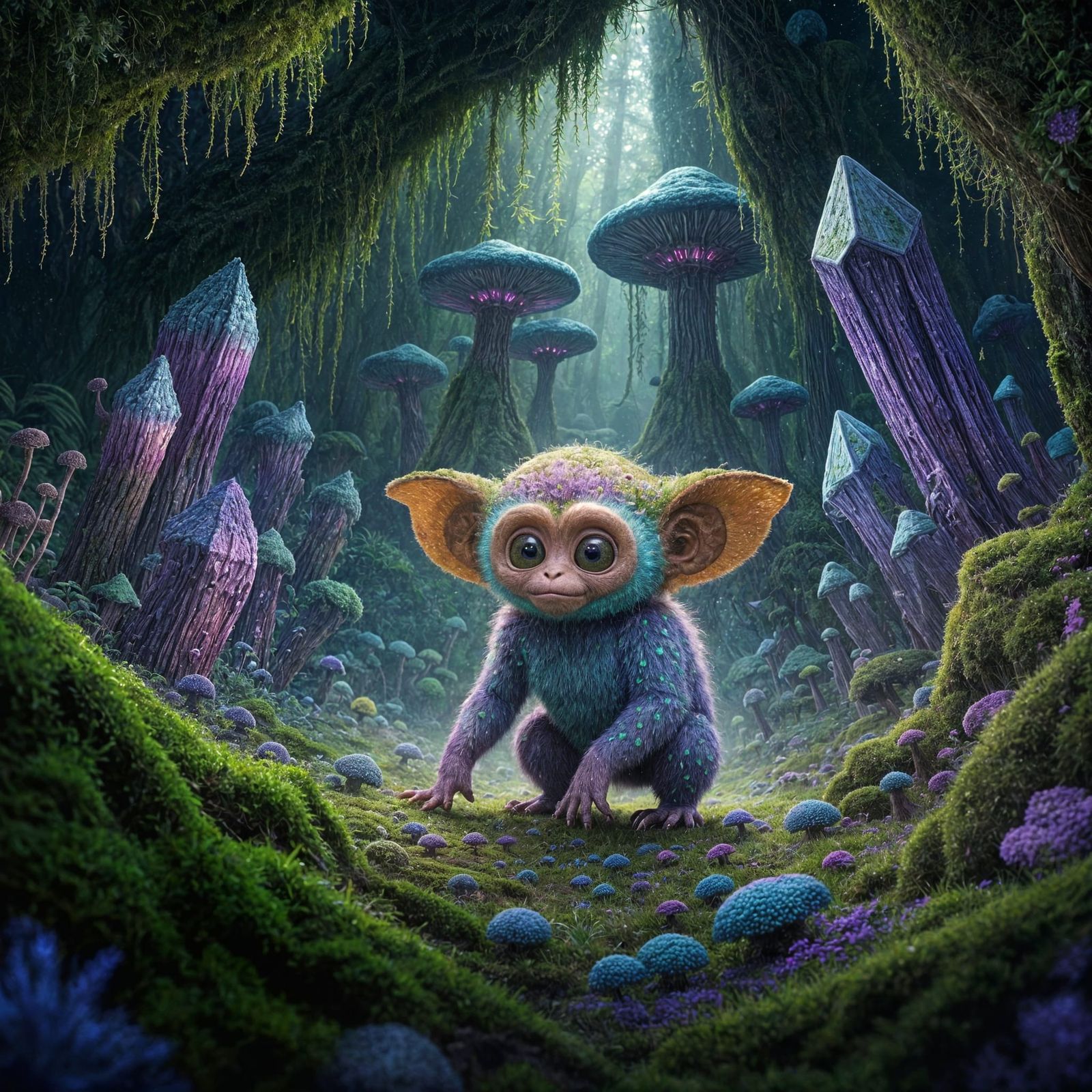 Cute Alien Monkey on Colorful Alien Planet