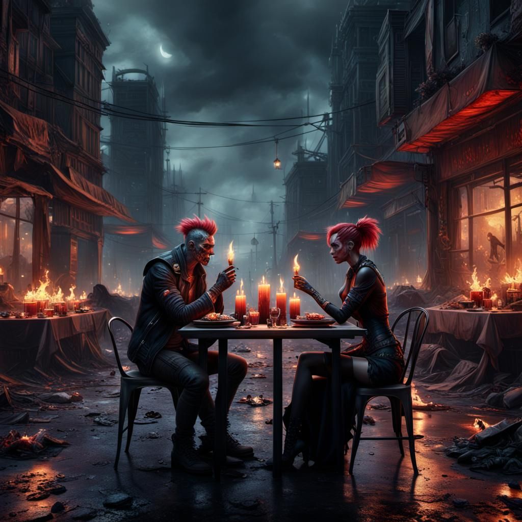 Apocalyptic Candlelit Dinner: Fantasy Concept Art