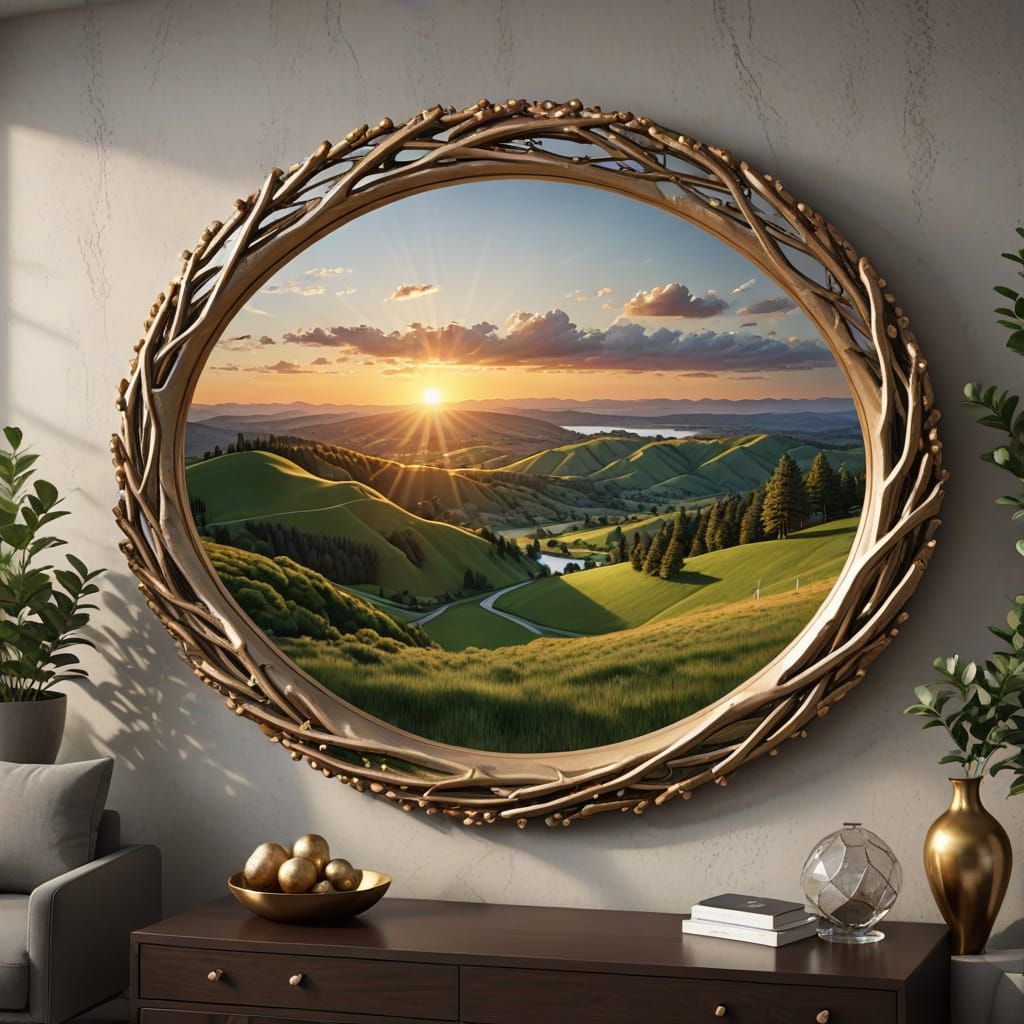 Surreal Mirror Reflects Nature's Splendor in Futuristic Orga...