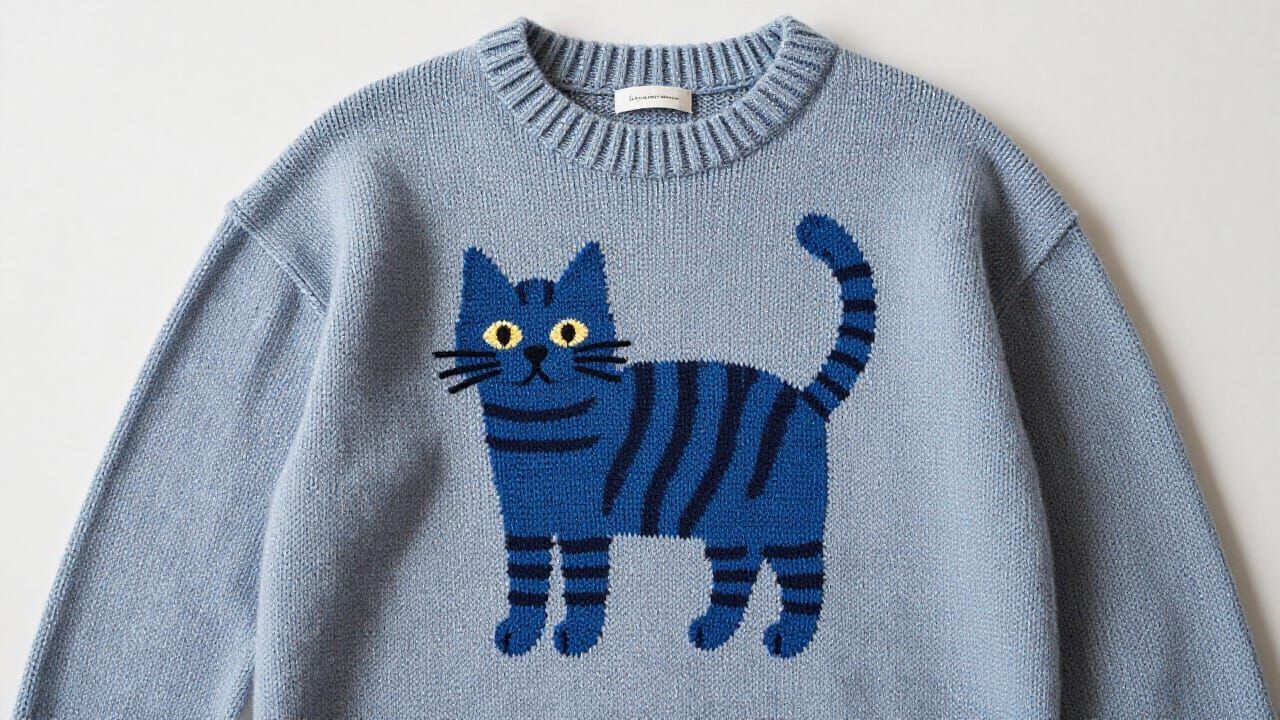 AI Generated Blue Striped Knit Cat Sweater