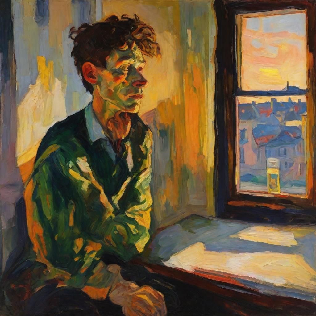 Mysterious Gothic Character in Fauvist Portrait
