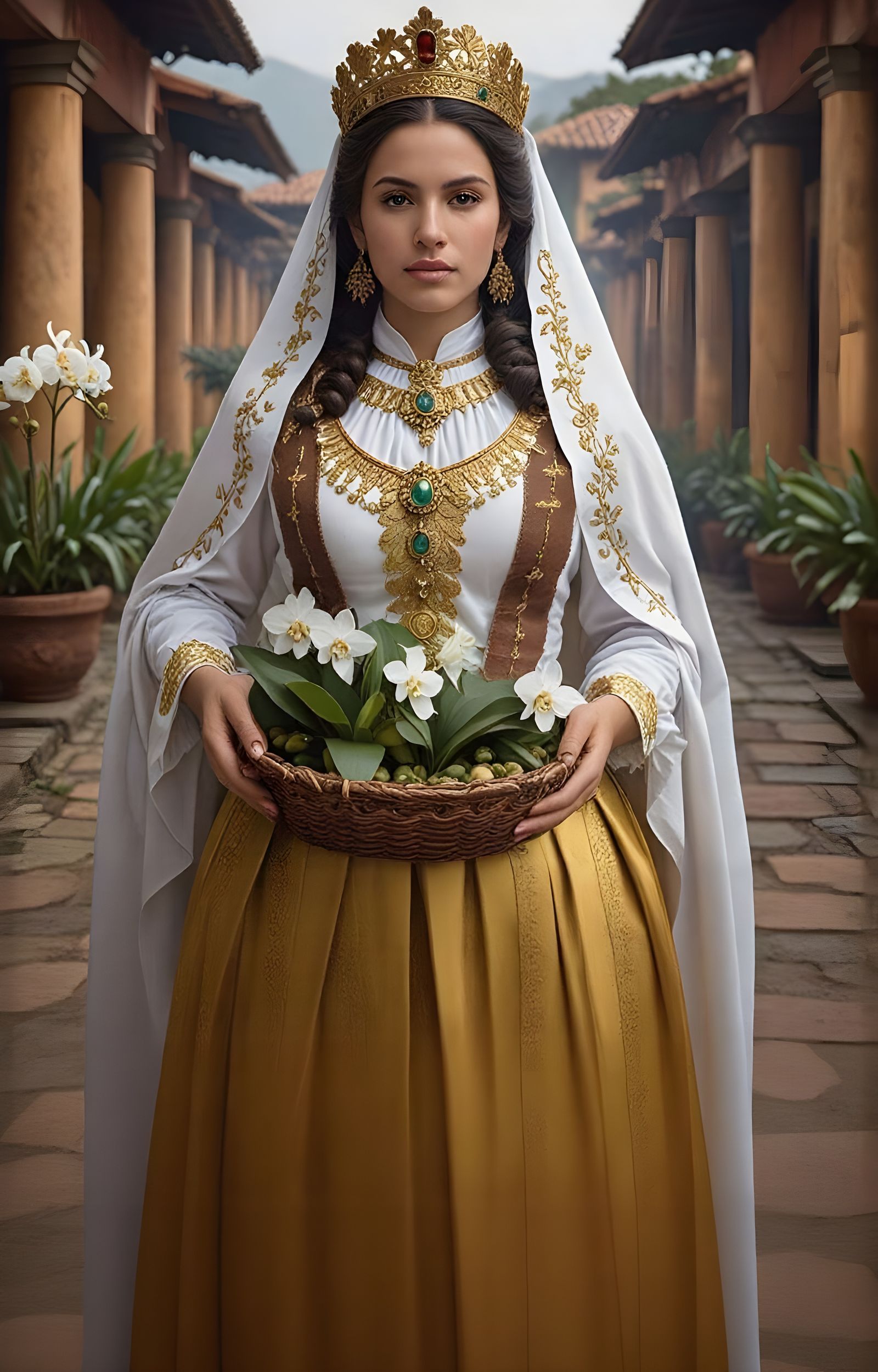 Colombian Woman in National Dress, Renaissance Painting