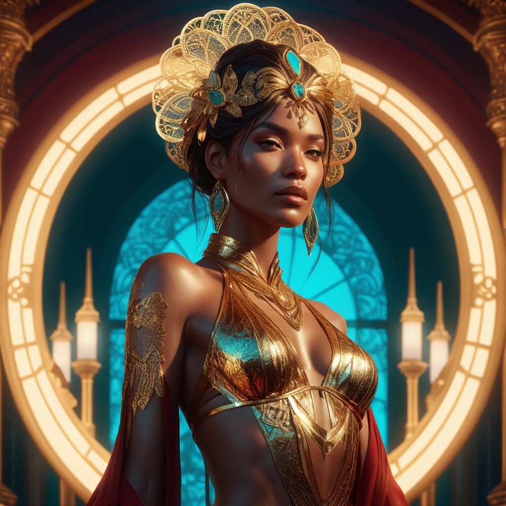 A very realistic photo of a beautiful woman in the night dre...