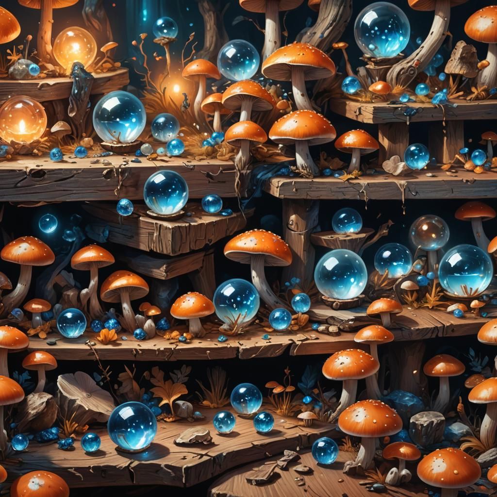 Magical Artifact Studio in High-Contrast Digital Painting