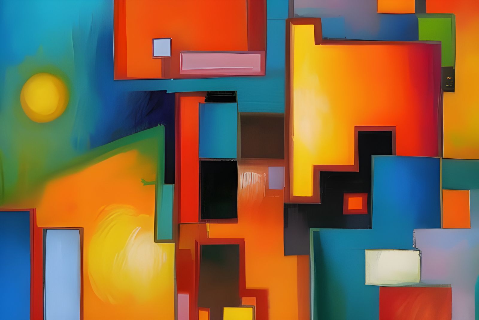 Geometric Abstraction: Cubist Art Deco Painting