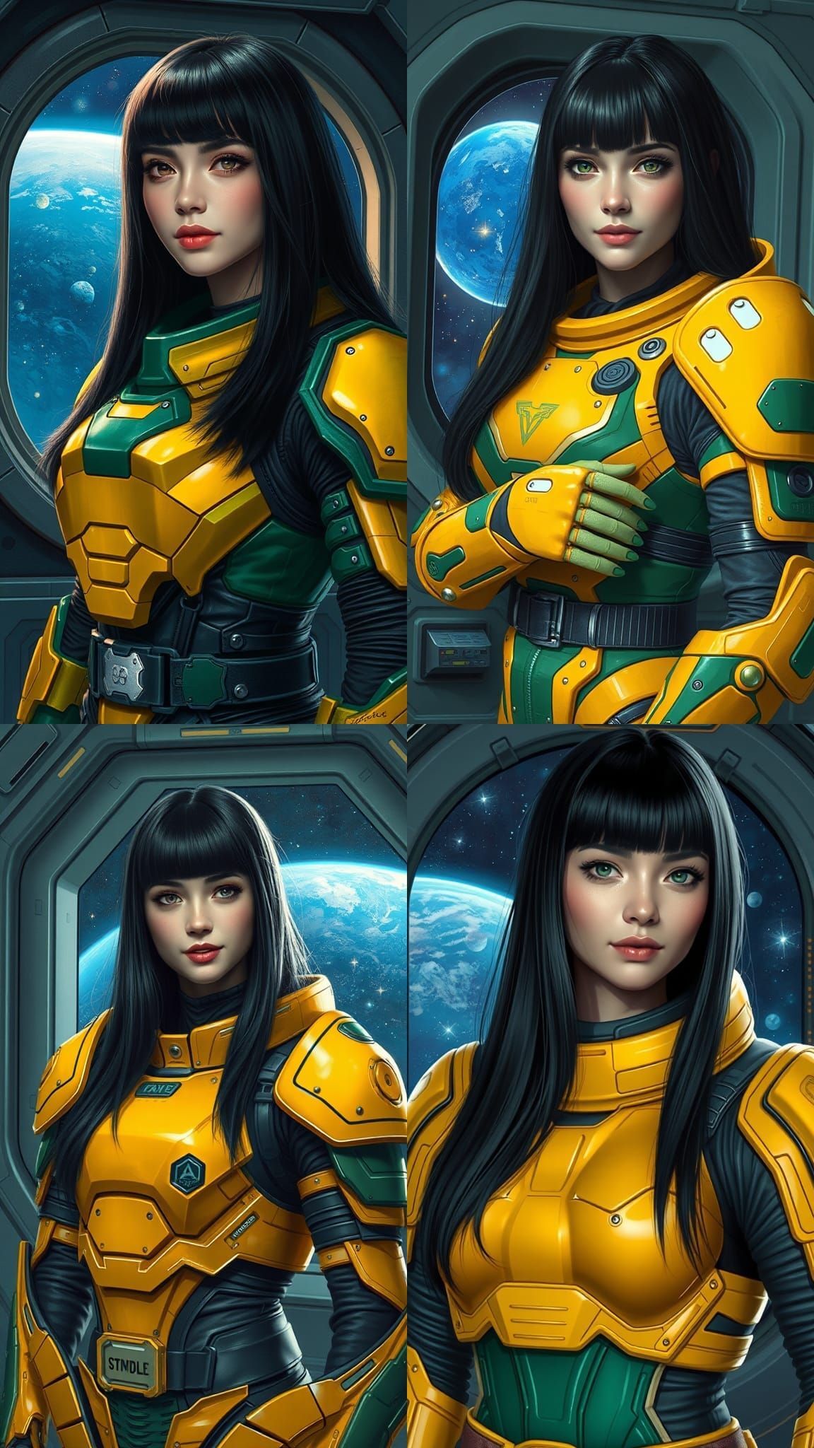 European Woman in Space Armor: Acrylic Art