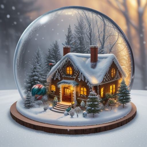 A fantastically detailed gingerbread house in a snowy winter...