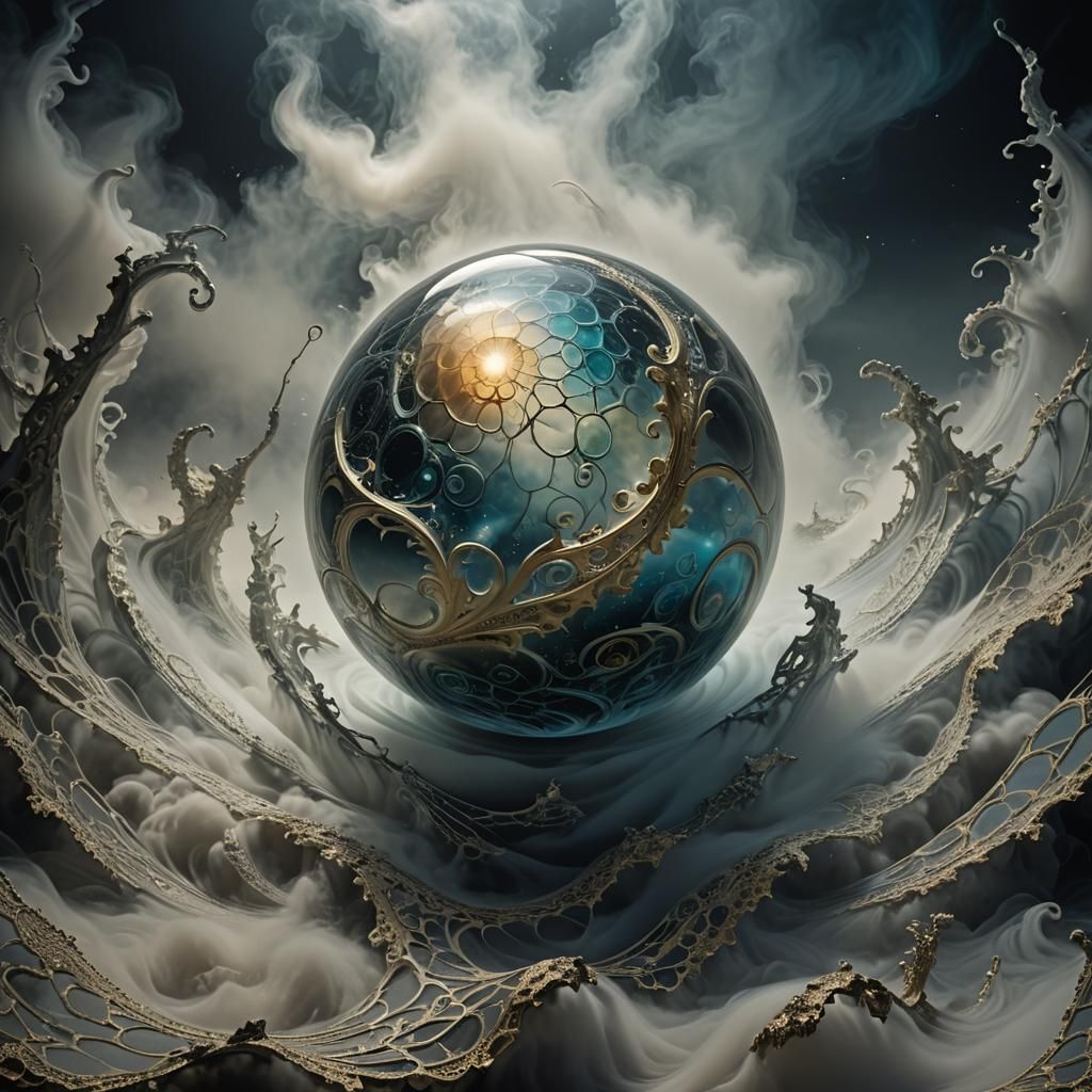 Glowing Orb in Ethereal Void, Surrealism Style