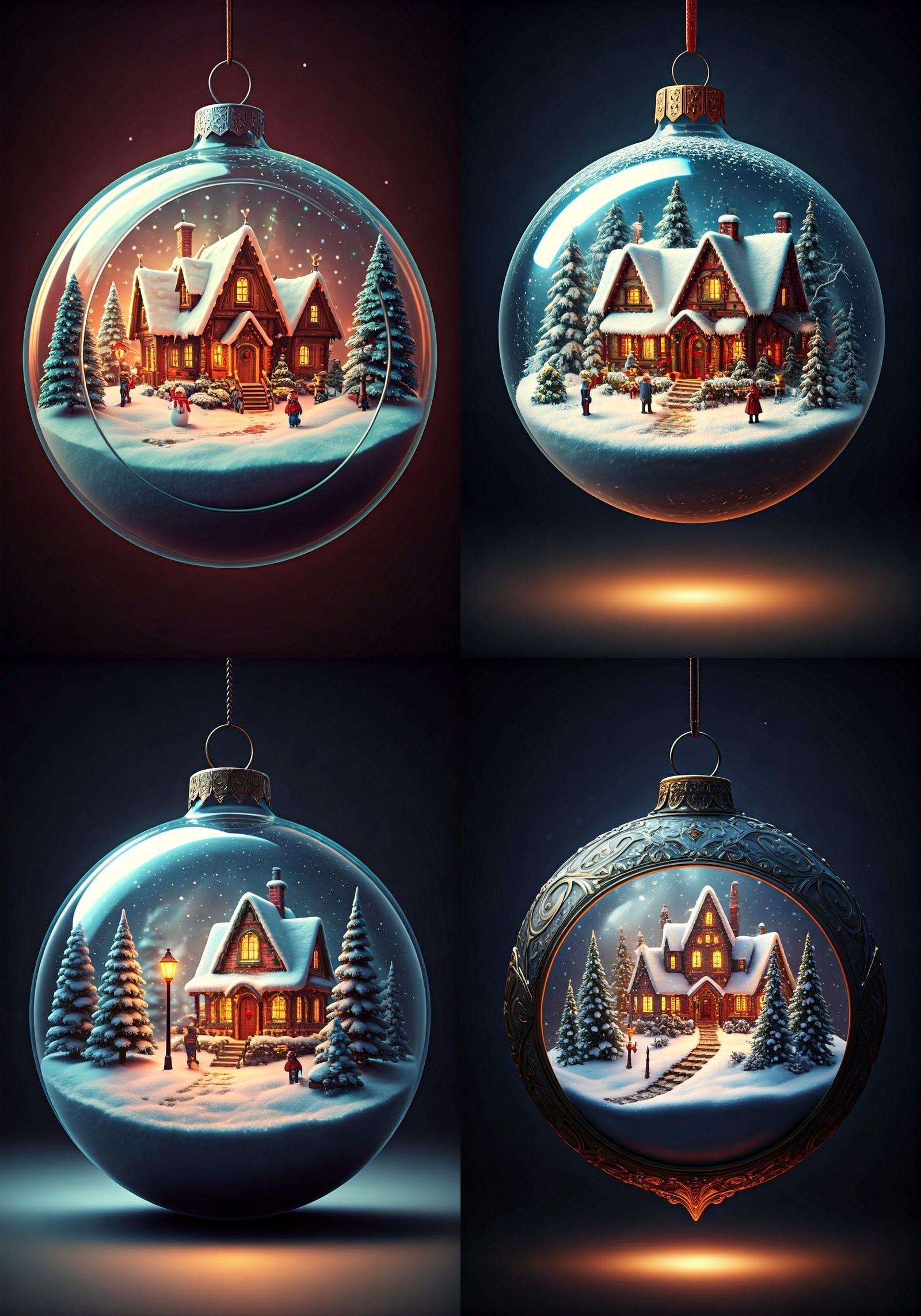 Fantastical Holiday Village in a Christmas Ornament