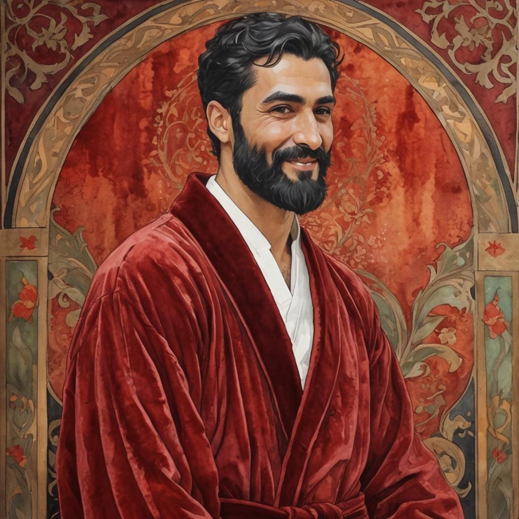 Art Nouveau Portrait of a Handsome Man