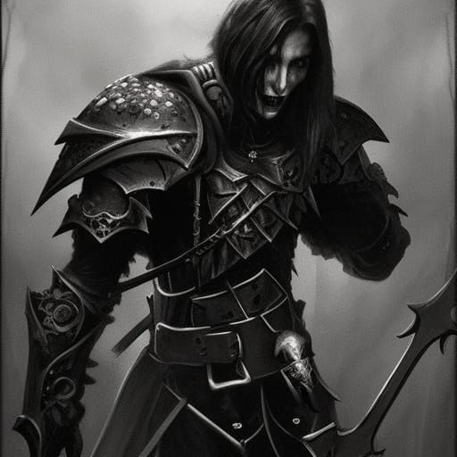 Vampire Death Knight Portrait in Dark Fantasy Style