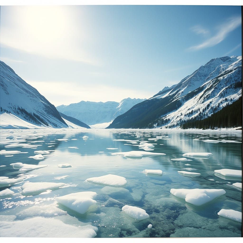 Crystal Clear Mountain Lake in Cinematic Film Style