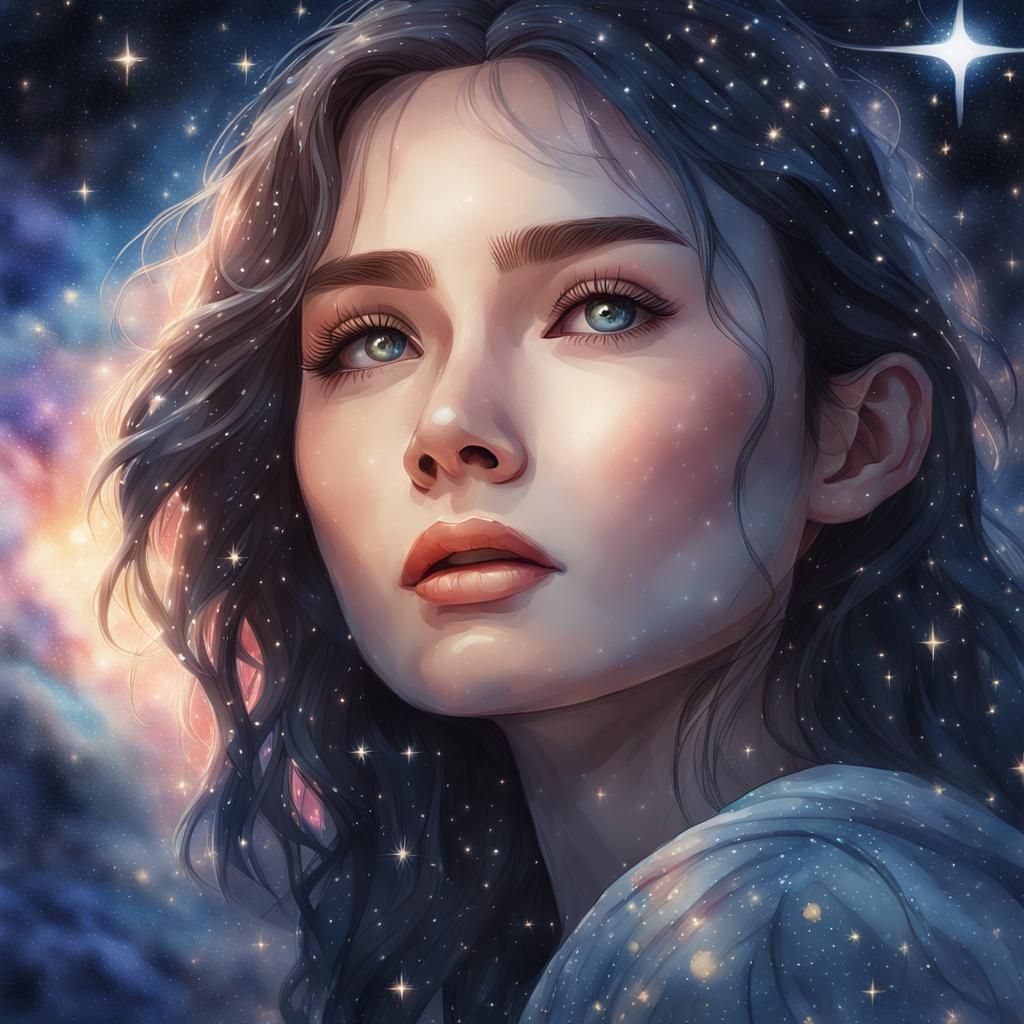 Reaching for the Stars: Hyperrealistic Digital Art Portrait