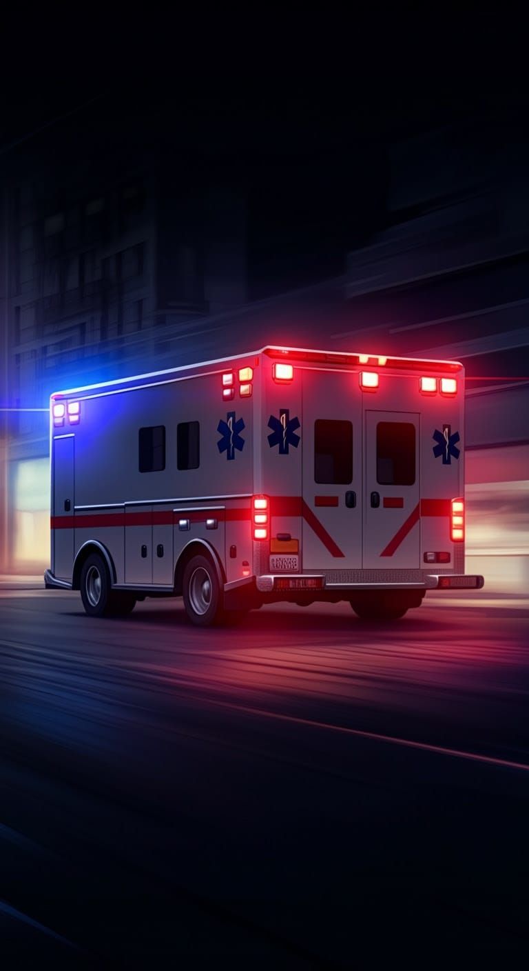 Ambulance Responding in Urban Street: Digital Comic Art