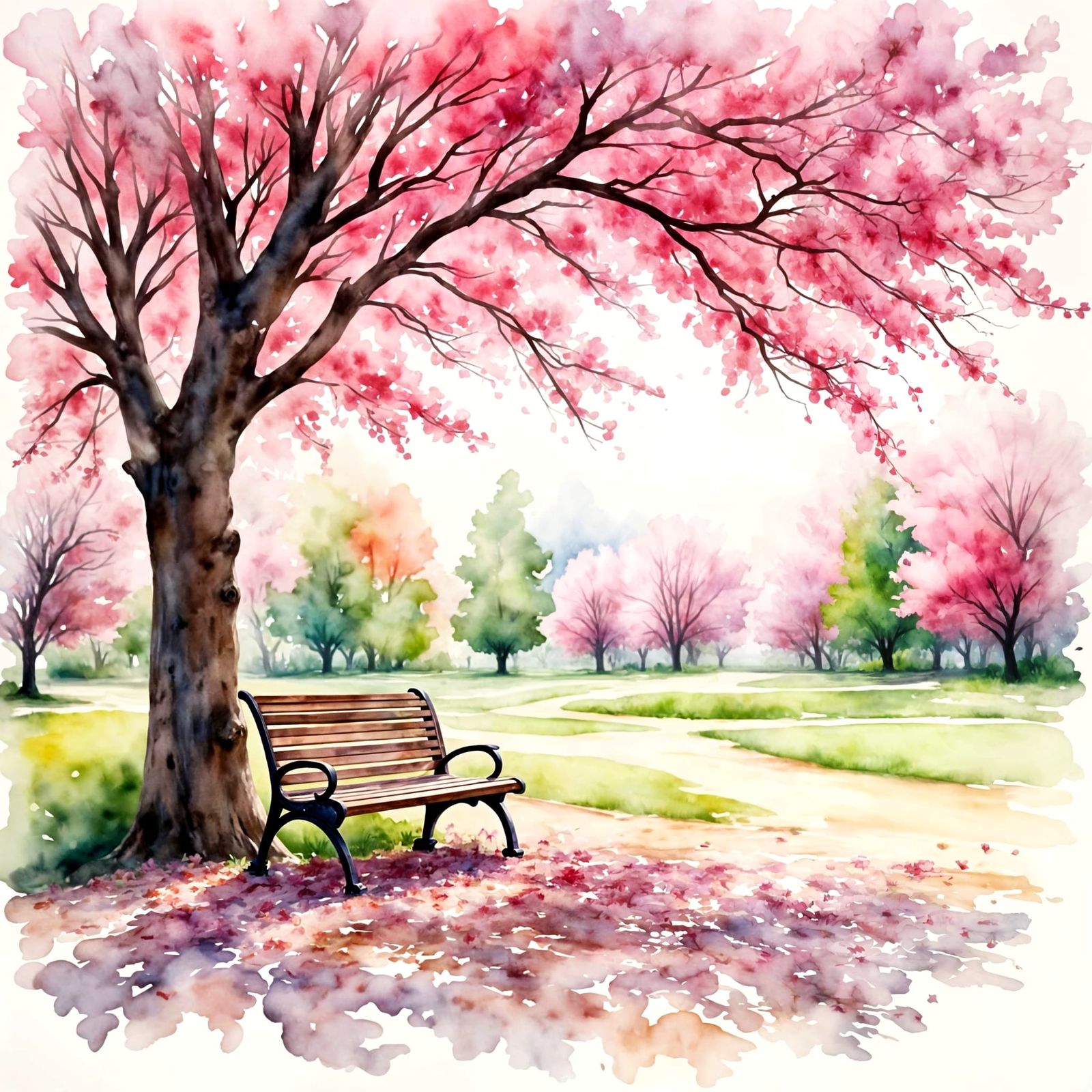 Tranquil Springtime Scene with Cherry Blossoms