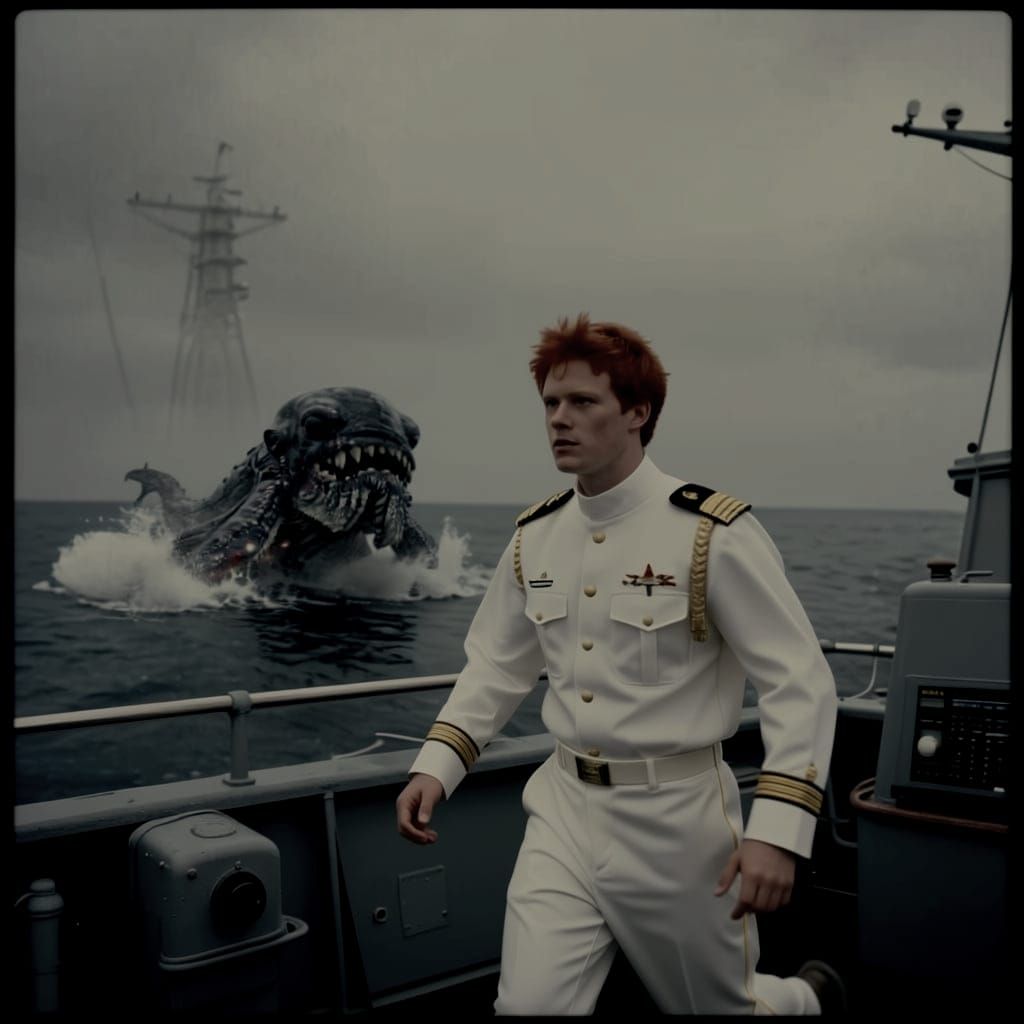 US Navy Ship Fights Sea Monster in Cinematic Style