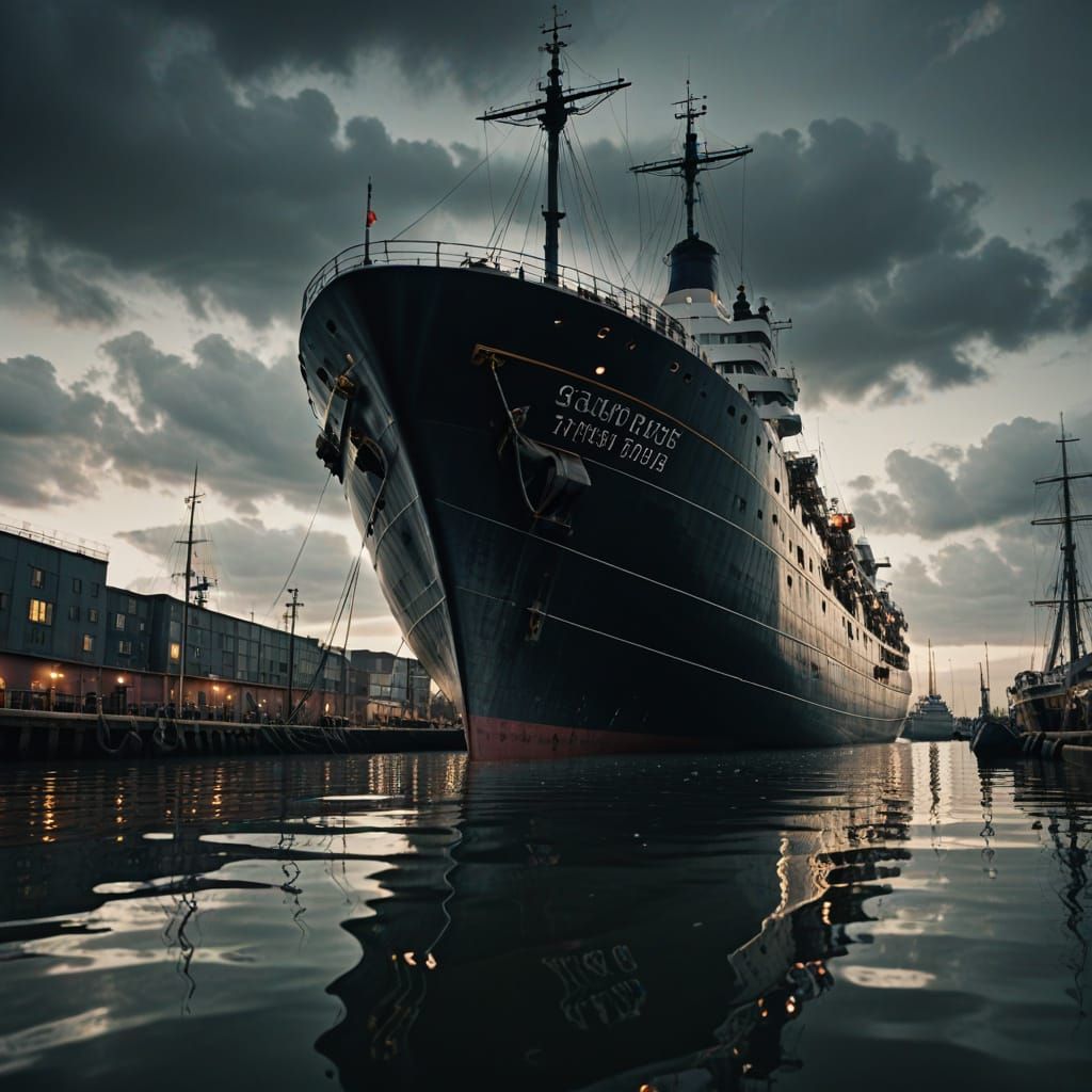 Cinematic Ship Sailing Through Water