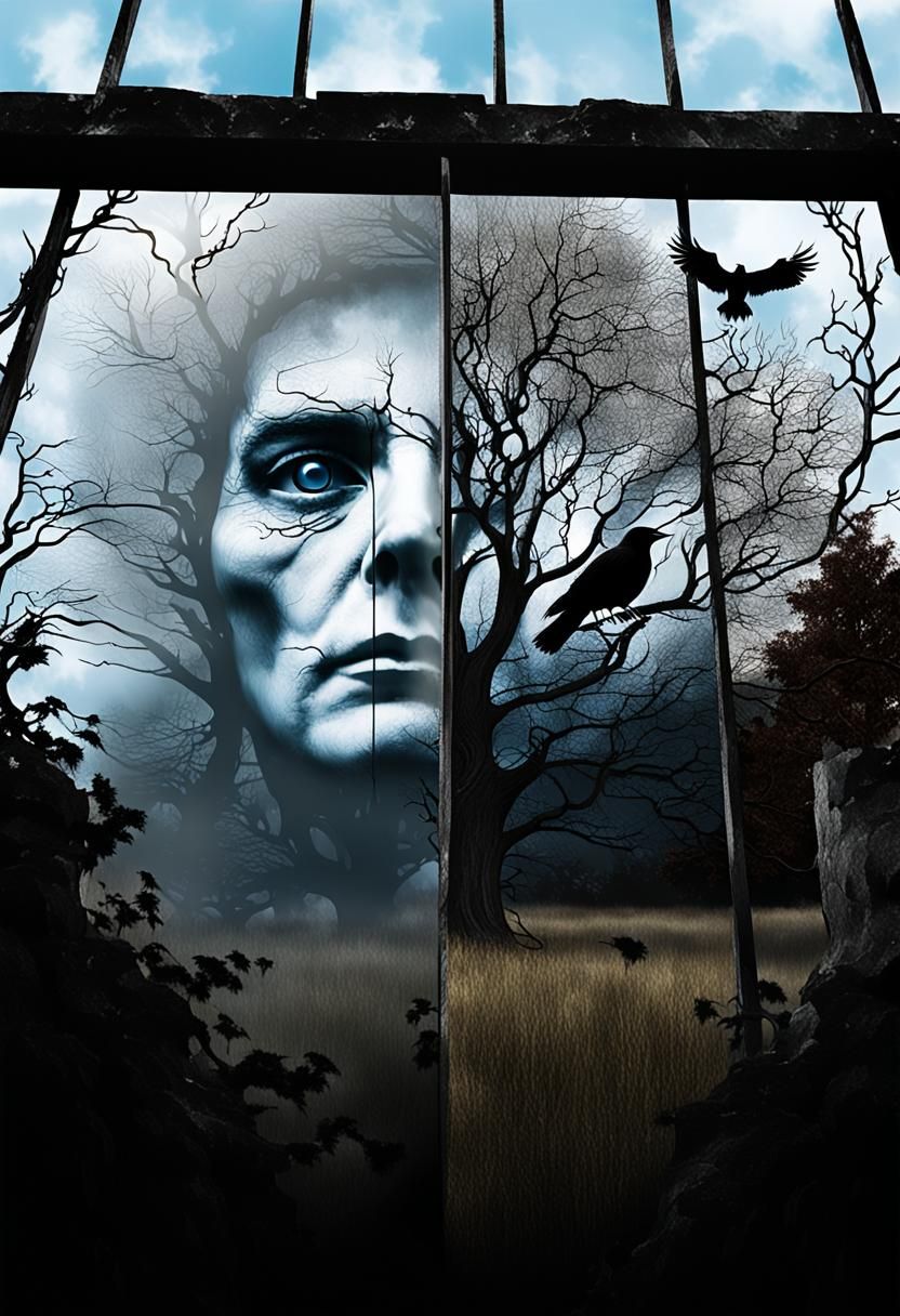 Ghostly Apparition in Abandoned House: Surreal Digital Art