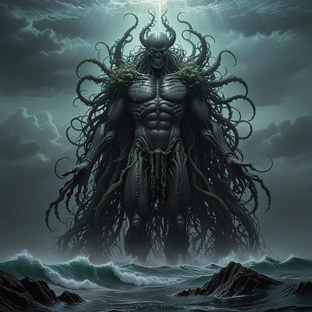 Majestic Netuno in a Swirling Vortex of Oceanic Mist, Surrea...