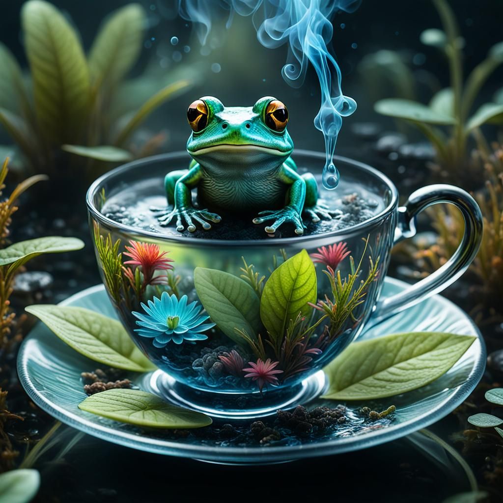 Frog in Teacup: 3D Bioluminescent Maximalism