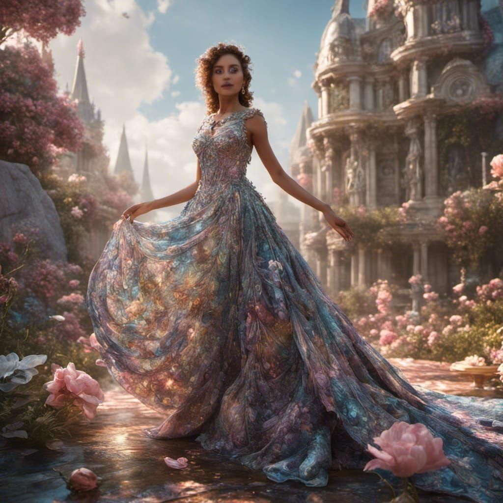 Pearlescent Floral Dress in Detailed Matte Style