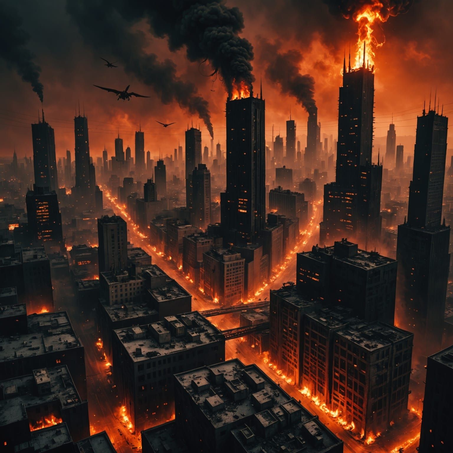 Apocalyptic Urban Decay in a Fiery Metropolis