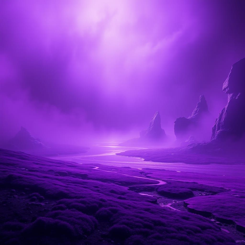 Surreal Purple Alien World with Crystalline Formations