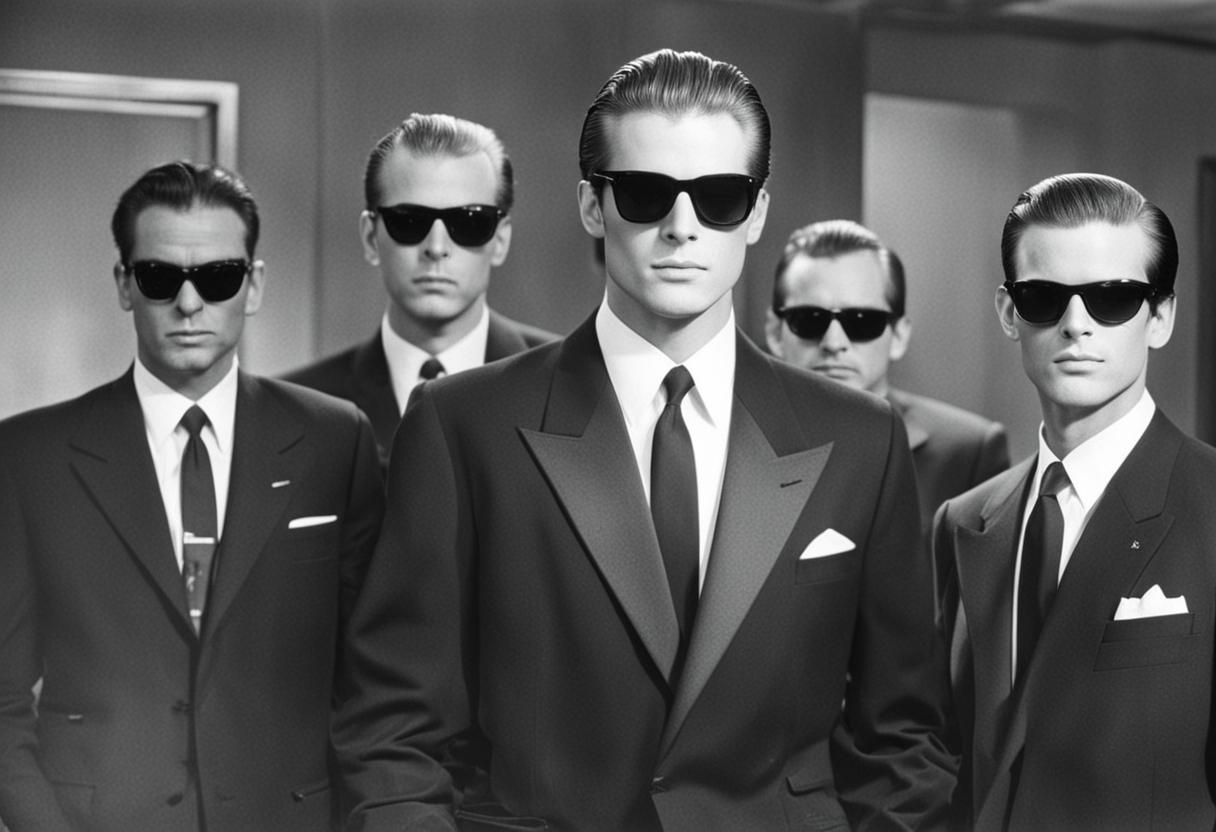 Handsome Man in Tuxedo, Black and White 1990s Style