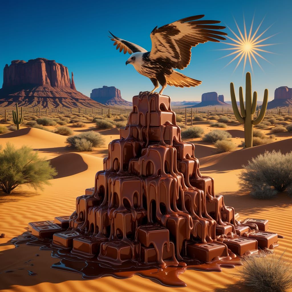 Arizonan Desert with Melting Chocolate and Buzzard