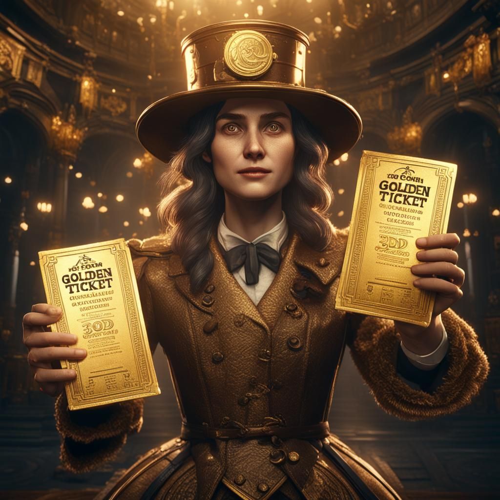 Woman Wins Golden Ticket: 3D Game Cinematic Render