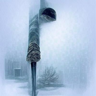 Lone Metal Pole in a Winter Storm