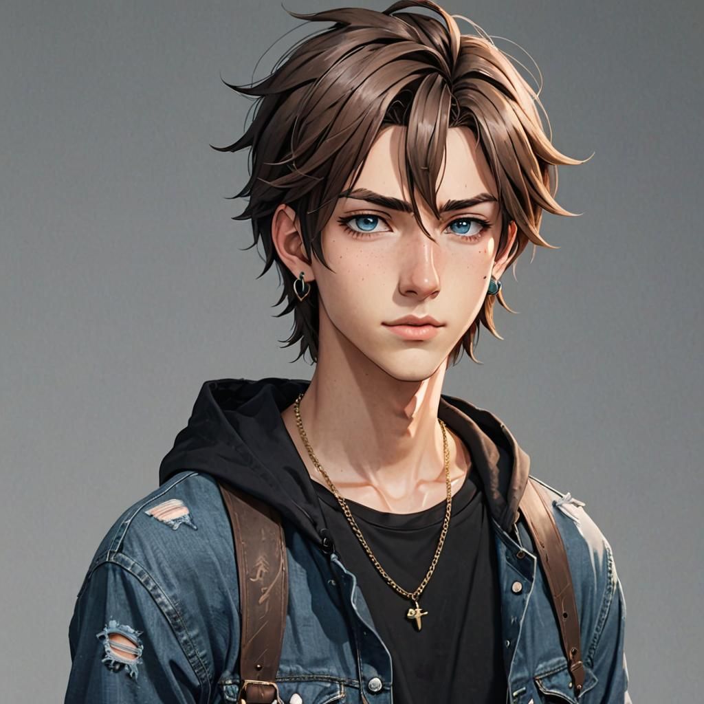 Anime Boy with Genderqueer Style, Cel-Shaded