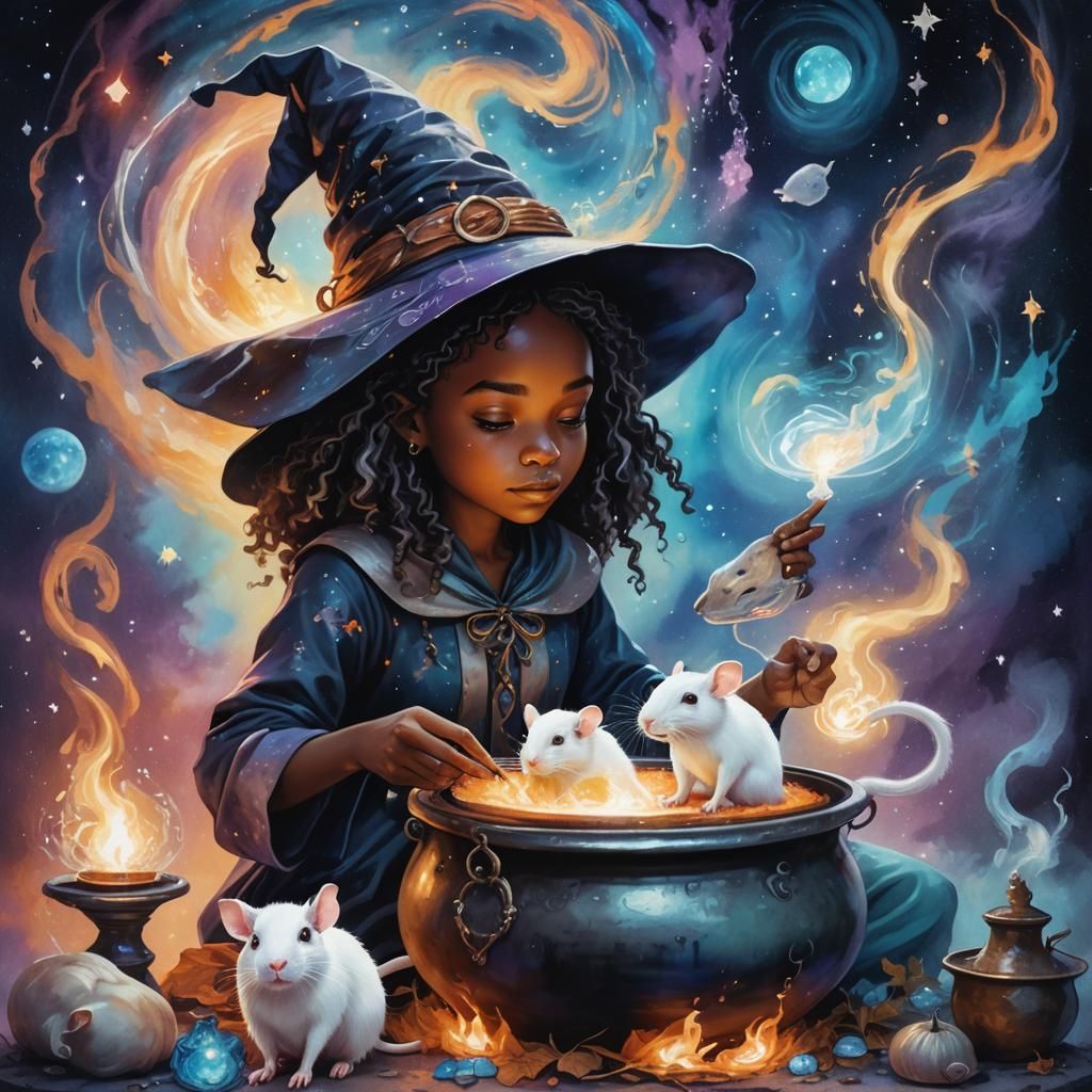 Mystical Witchcraft: A Young Witch Casting a Spell