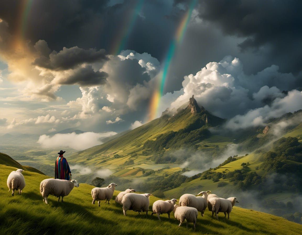 Radiant Rainbow Emerges Over Pastoral Landscape