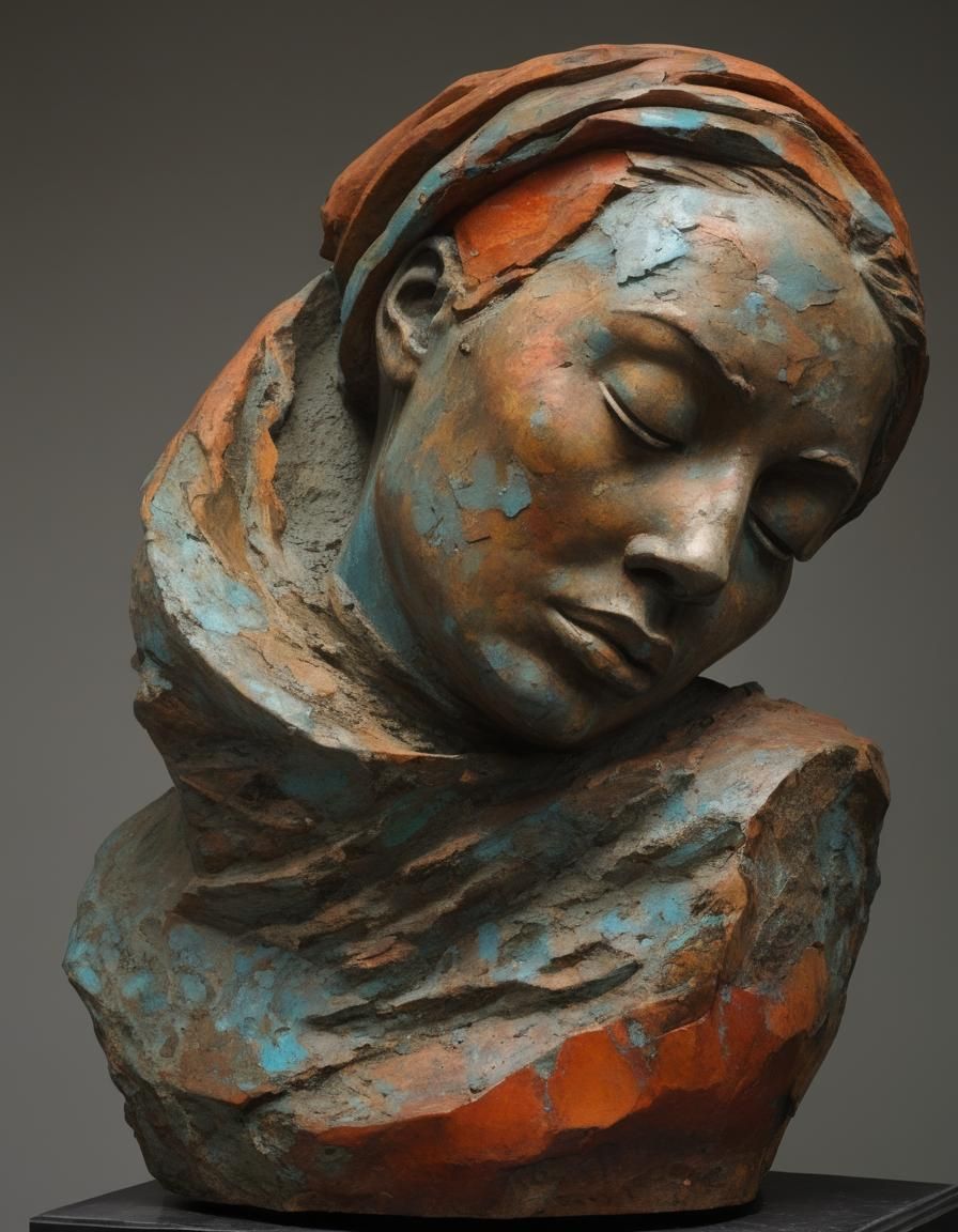 Surreal Bust Sculpture of Woman's Face
