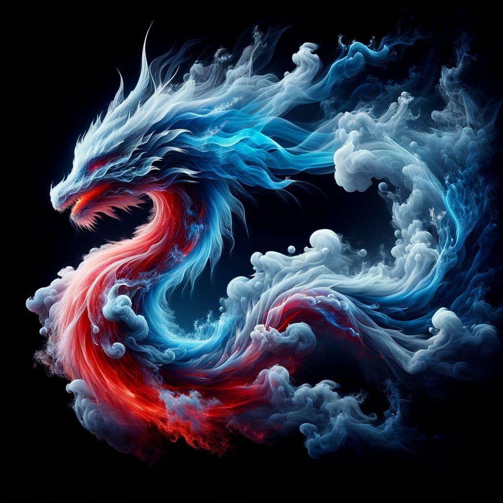 Ethereal Blue Flame Transforms into Mystical Dragon