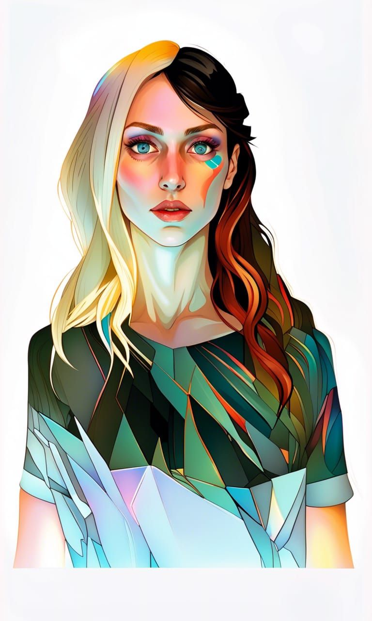 Glitchy Shapeshifting Portrait in Art Nouveau Style