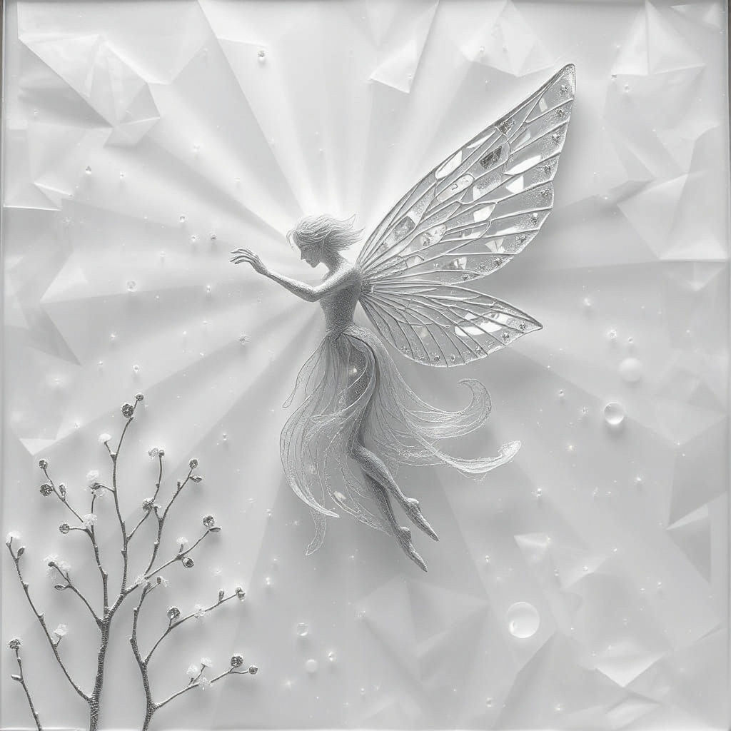 White Winged Fairy in Microcubism Style