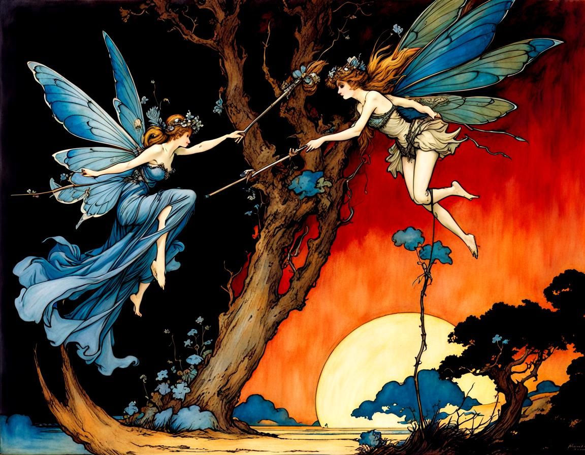 Fantasy fairy, by Arthur Rackham