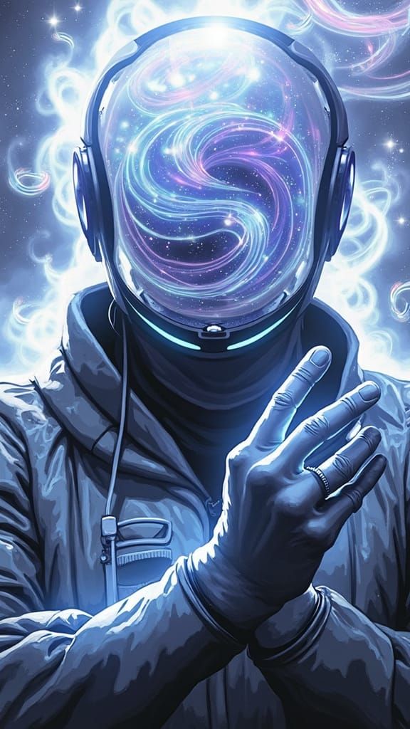 Psychedelic Futuristic Portrait with Neon Lights