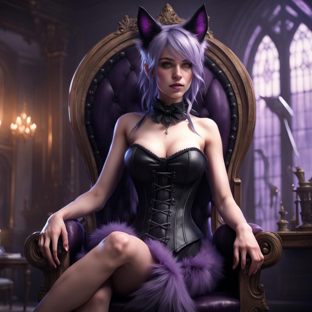 Gothic Girl with Cat Ears Portrait